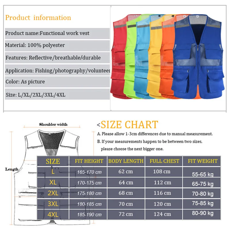 Reflective Men's Advertising Hollow Mesh Breathable Vest Multi Pockets Volunteer Quick Dry Working Vest Men Workwear for Tools