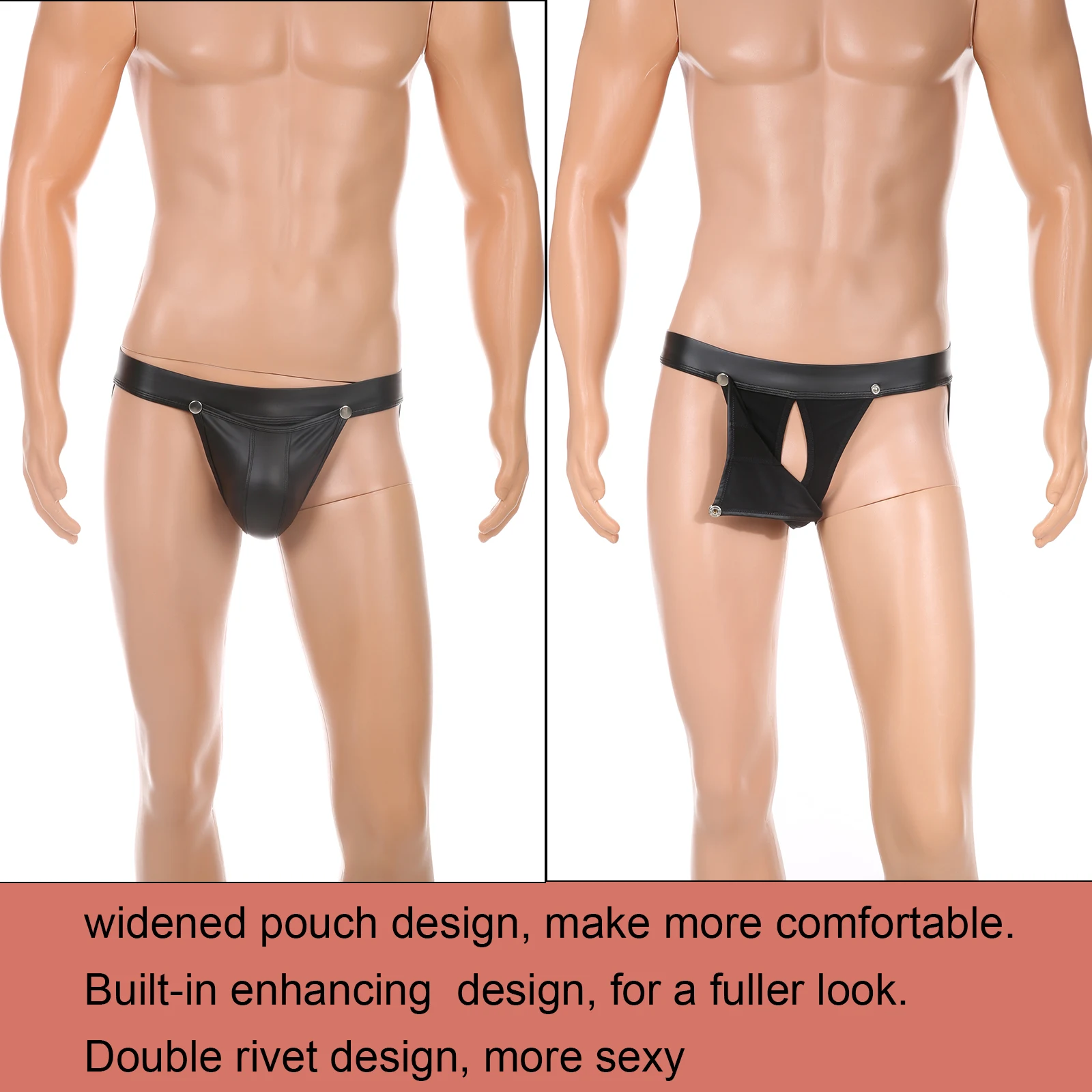 الرجال مثير القضيب الحقيبة حزام رياضي Crotchless سراويل بولي الورك الورك تحمل مفتوحة أسفل ثونغ انفصال الحقيبة فو الجلود الشرج الملابس الداخلية #5