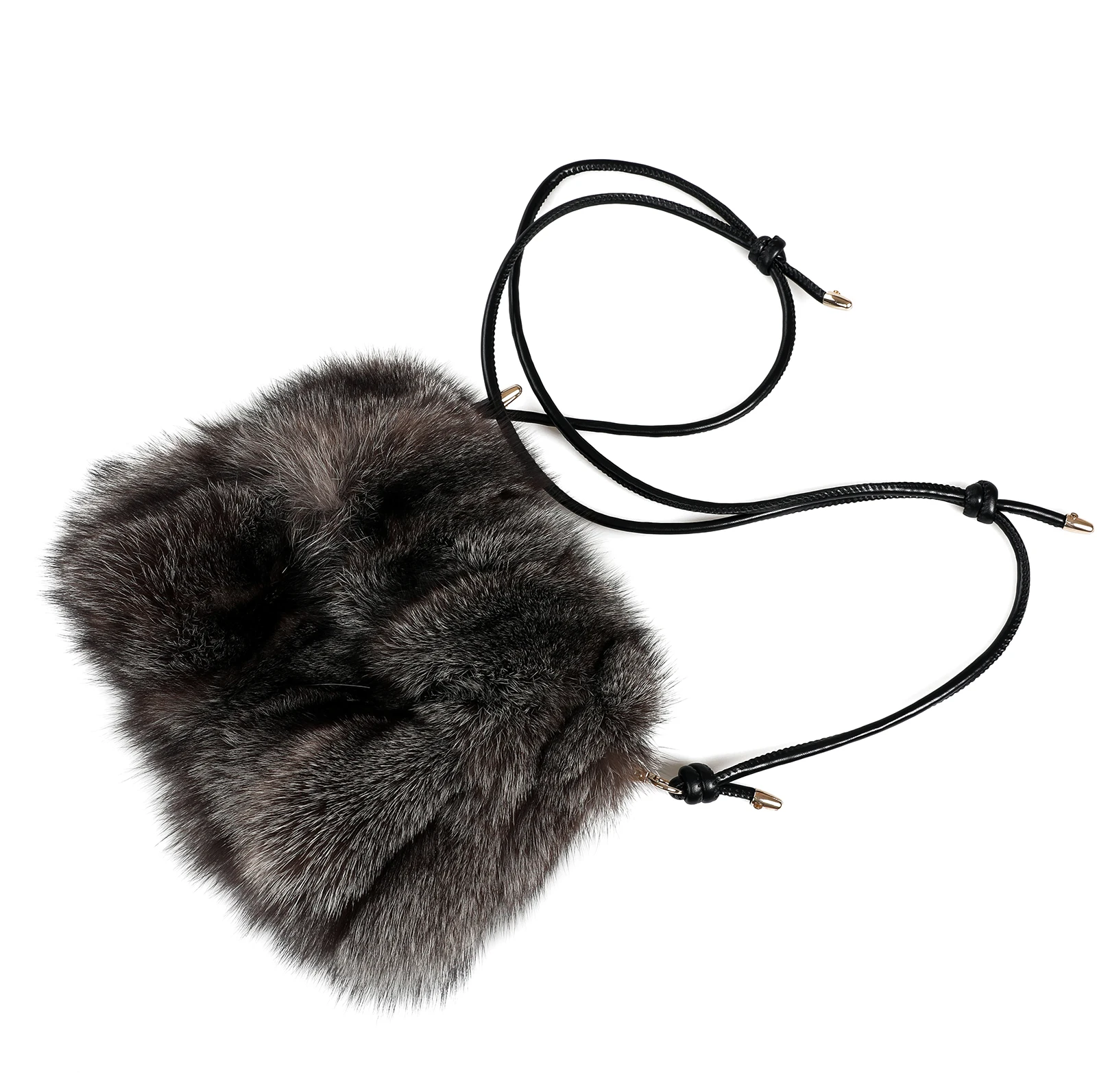 Women\'s Genuine Fox Fur Tote Purse Bag Shoulder Small Handbag Fashion