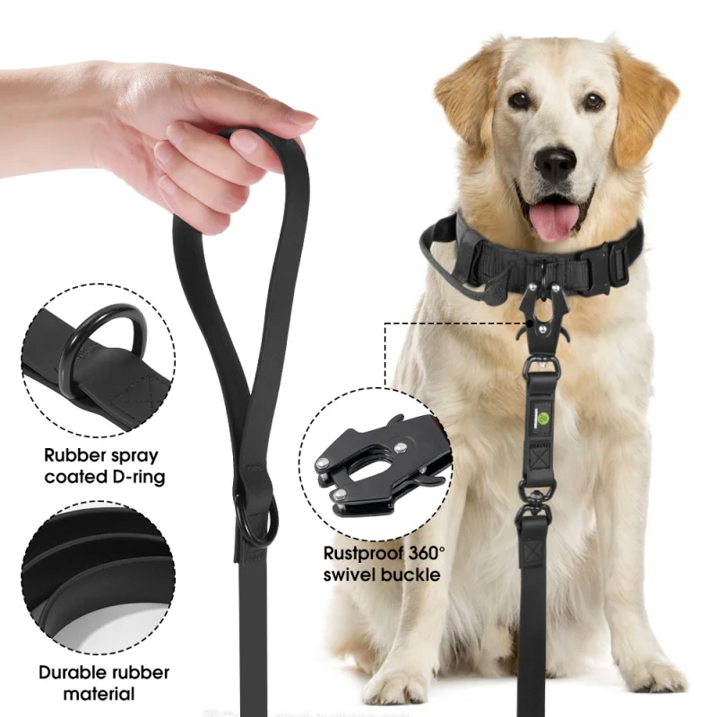 1.5M Pvc Tactical Leashes For Dog Waterproof Durable Handle Leash Quick Release Frog Clip Long Straps Pet Large Dogs Accessories