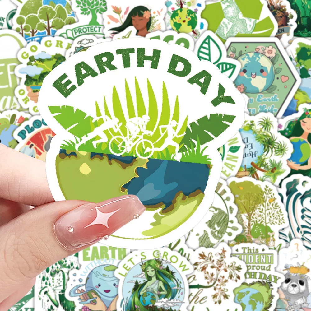 10/60PCS Environmentally Friendly Green Ecological Painted Environmental Graffiti Stickers DIY Account Book Suitcase Decals Toys