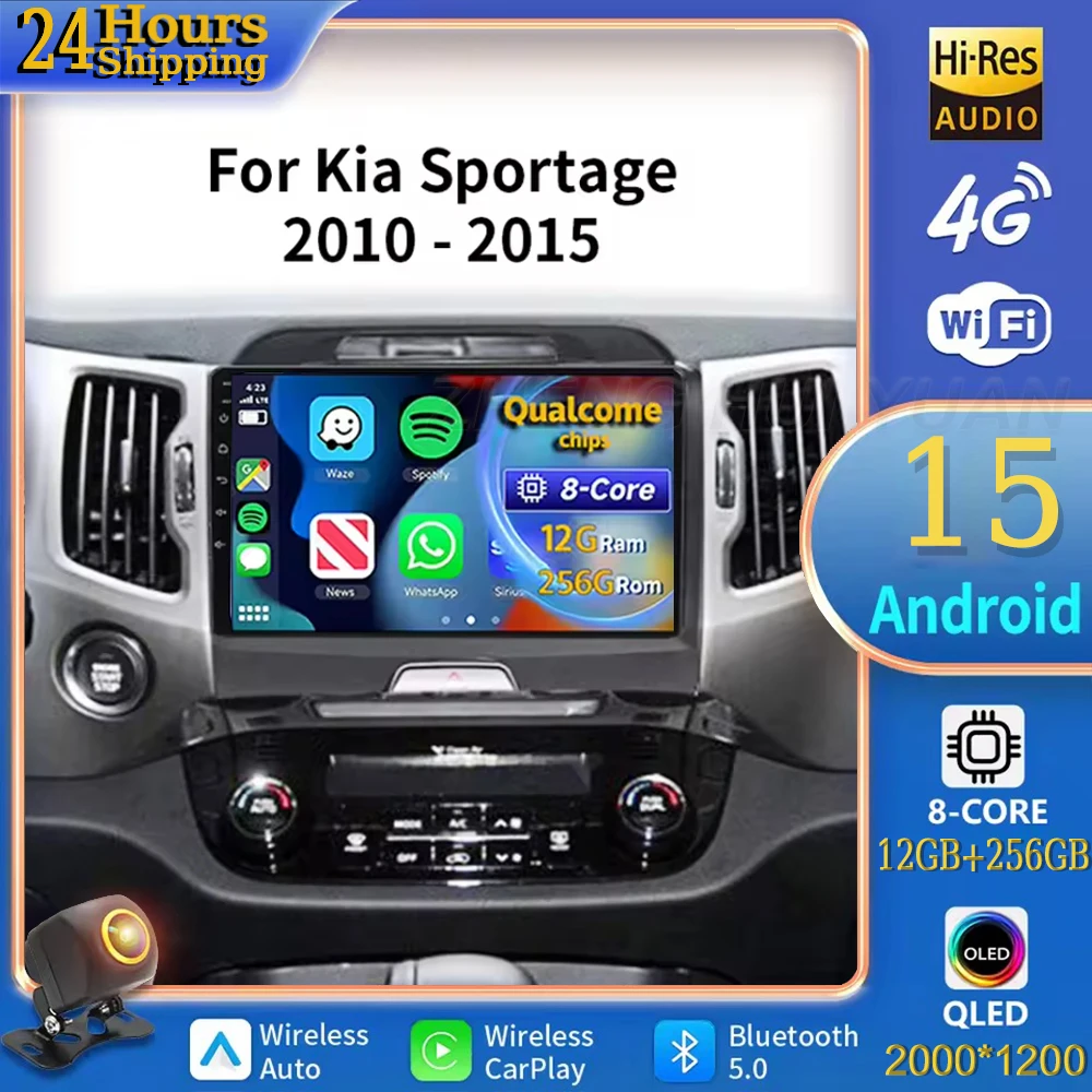 

For Kia Sportage 3 SL 2010 - 2016 Android 15 Car Radio Multimedia Player Android Auto Carplay Head Unit Navigation GPS