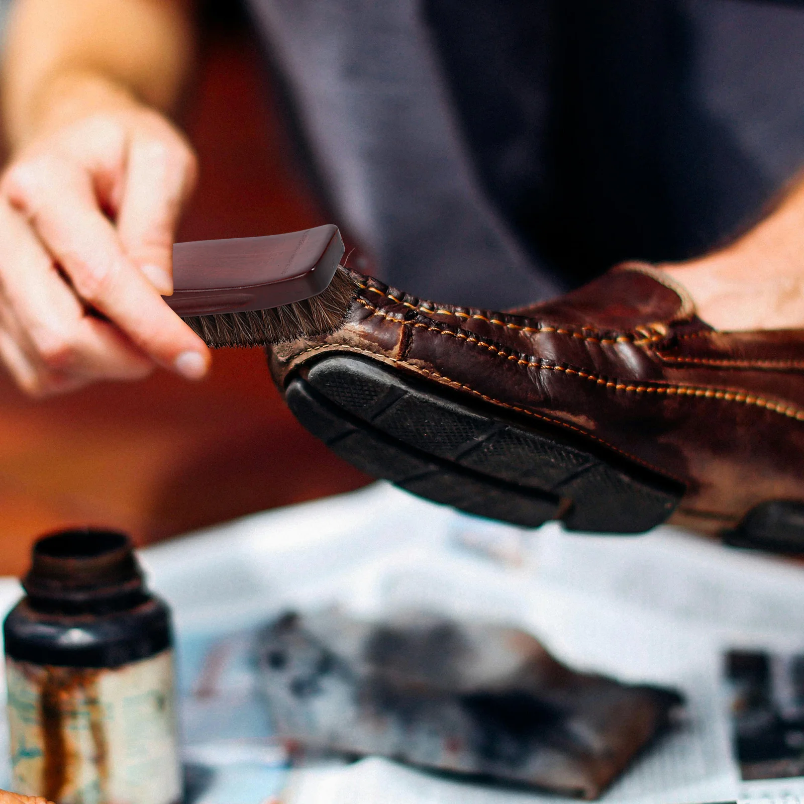 

Wooden Shoe Polishing Brush Bristle Tool for Boots Cleaning and Shine Maintenance Home Store Use Shoe Polishing Brush