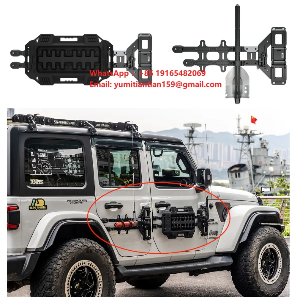 VAN002 CNC Aluminum Door Side Armor with Step Front W/Traction Board Rear W/Shovel Mount for Jeep Wrangler JK JL JT 2007-2026