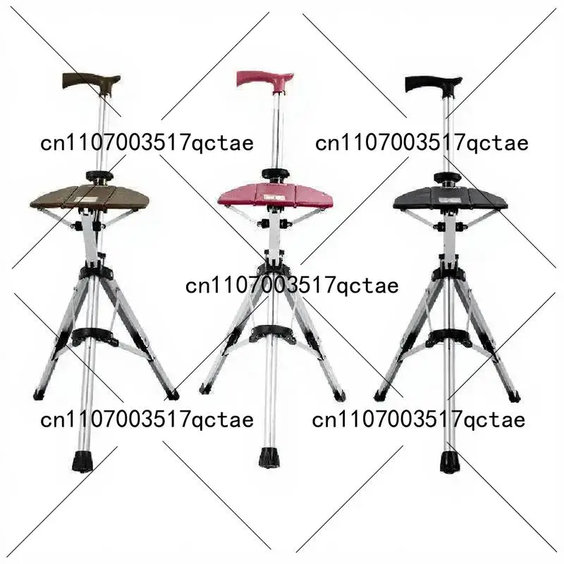 New High Quality Aluminum Alloy Foldable Walking Cane Stick With Seat Adjustable Elderly Crutch Chair With Stool