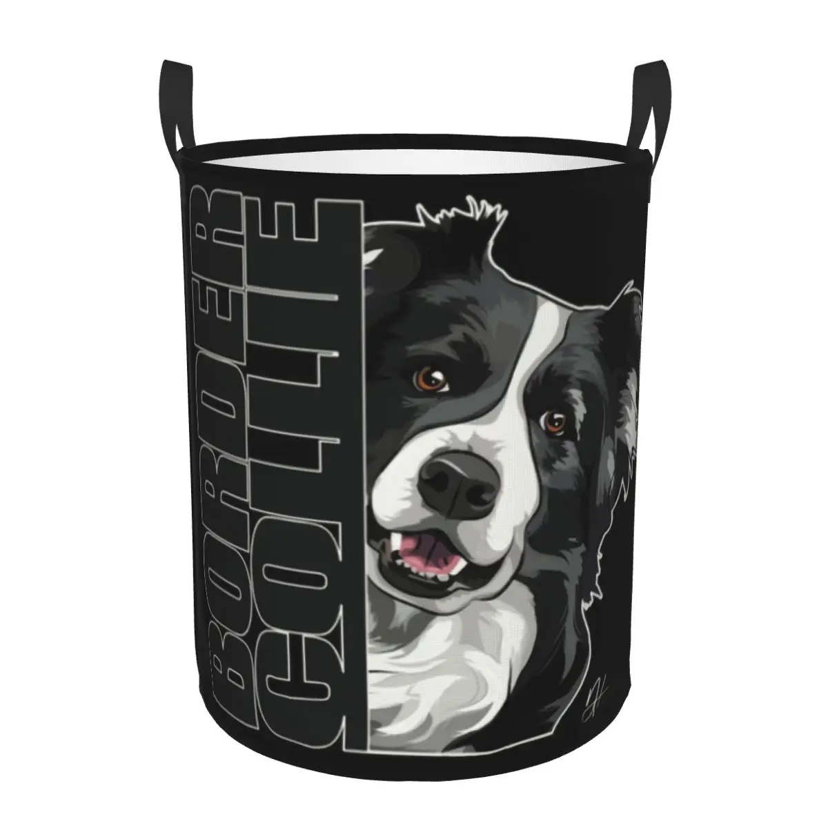 Custom Border Collie Huetehund Dog Laundry Basket Collapsible Large Capacity Clothes Storage Bin Baby Hamper