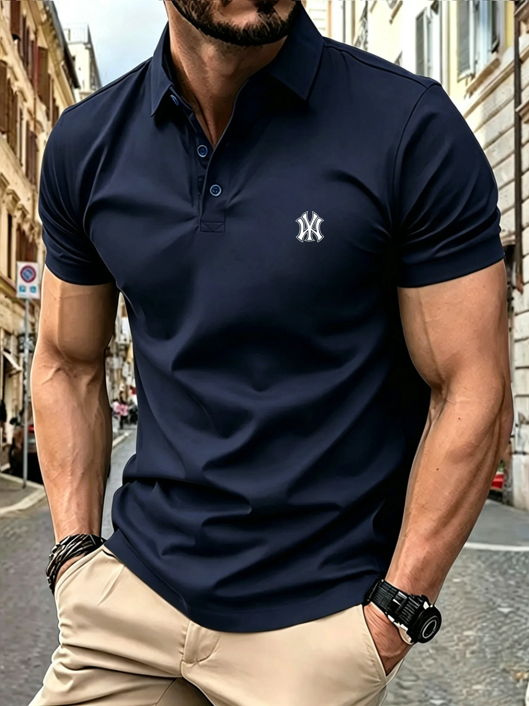 26New Herren-T-Shirt, klassisches Kurzarm-Poloshirt, Sommer-Top, lässiges T-Shirt, S-4XL, lässiges Poloshirt, Herrenbekleidung, Poloshirt – Detail 5