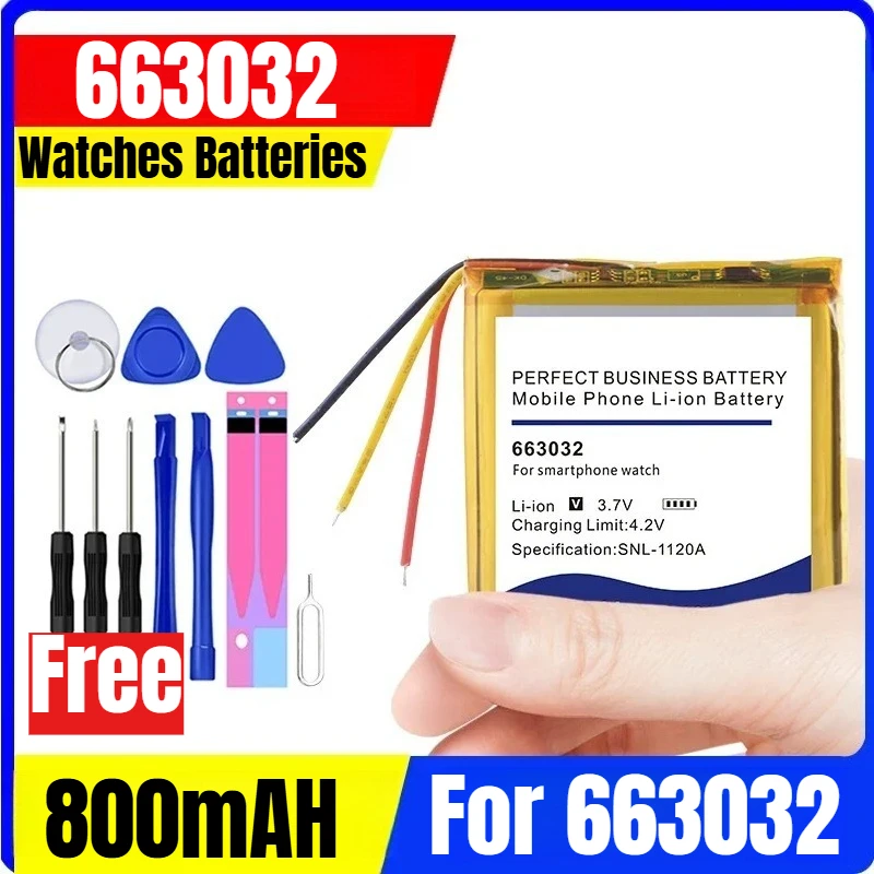 

3.7V 800mAH 663032 for 663032 Smartphone Watch Built-in Li-ion Bateria + Tool