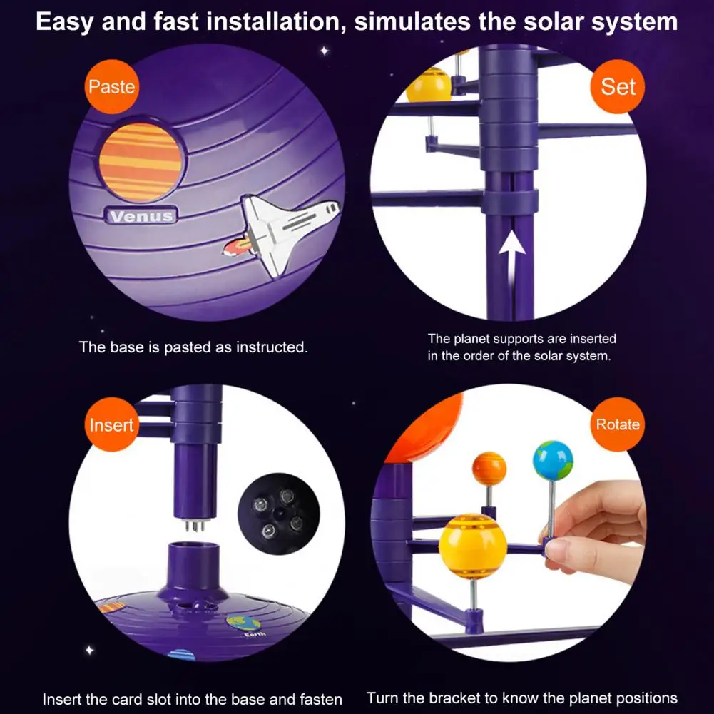 Learning Tool Kids Planetary Model Easy Installation Scientific Cognition Excellent Solar System Planetarium Model Kit
