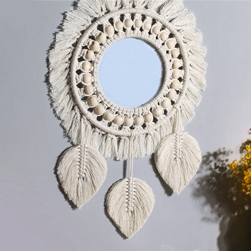 Bohemian Wall Hangings Mirrored Macrames Tassels Round Mirrored Decors Supplies Drop Shipping