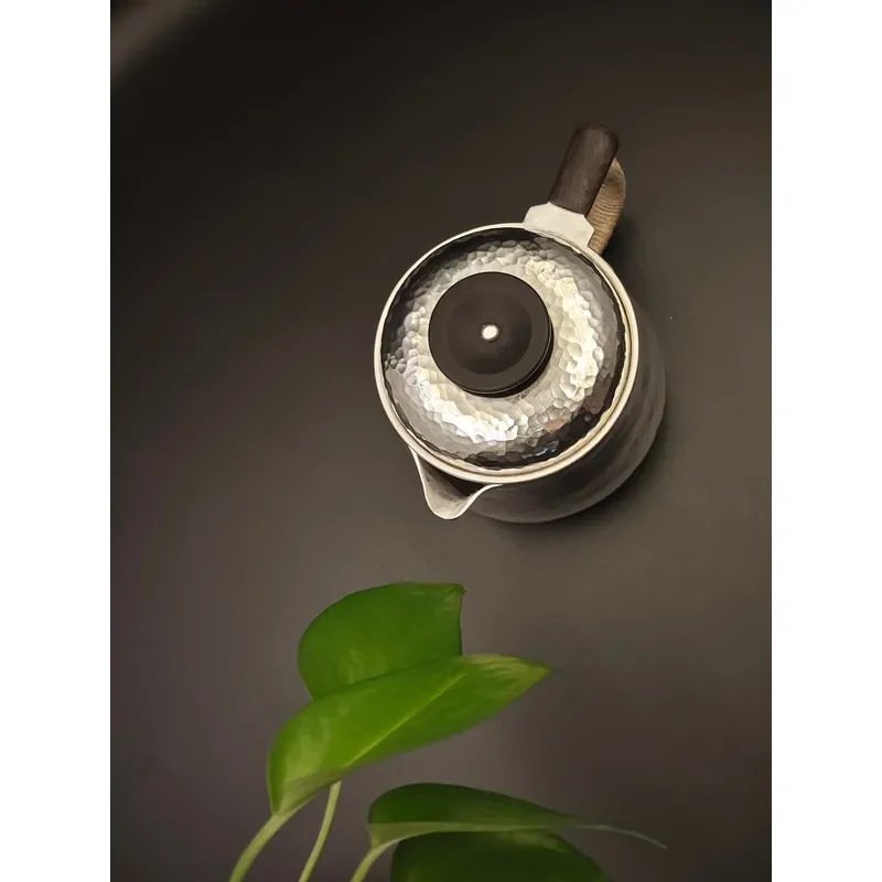Handmade Silver Plated Copper Teapot with Filter Modern Minimalist Design for Easy Brewing Tea Set Kitchenware Gift Modern