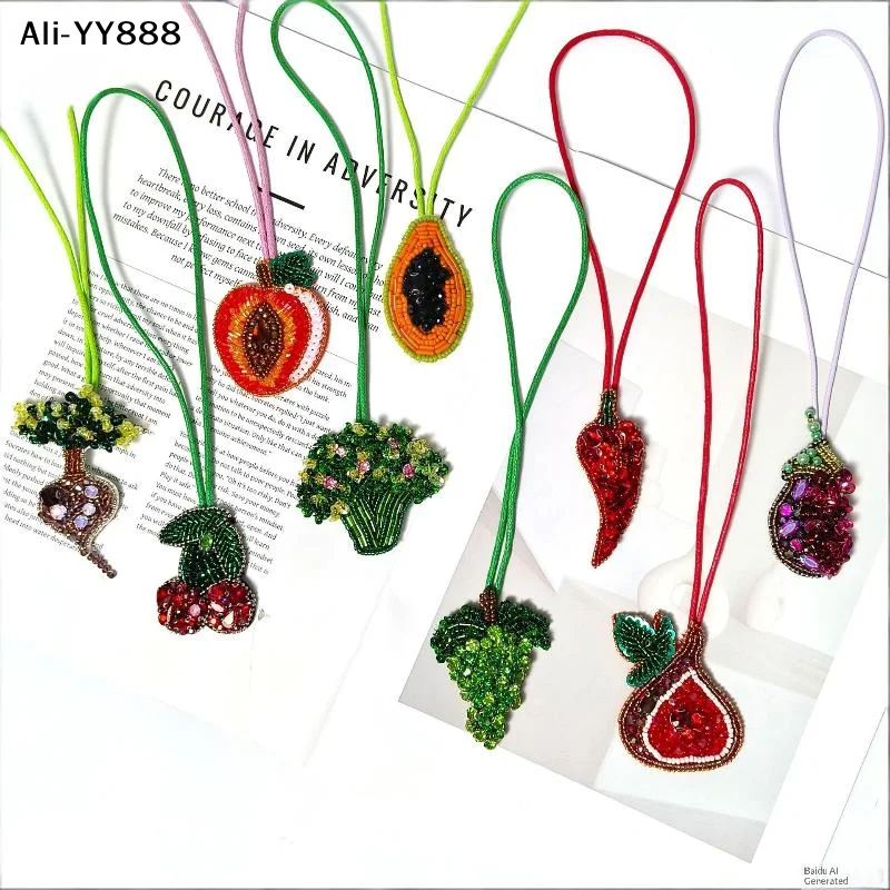 【YY88】3D Rhinestone Beaded Sequin Bead Summer Fruit Series Rope Patches Crystal Bag Patch Beading Applique Patch