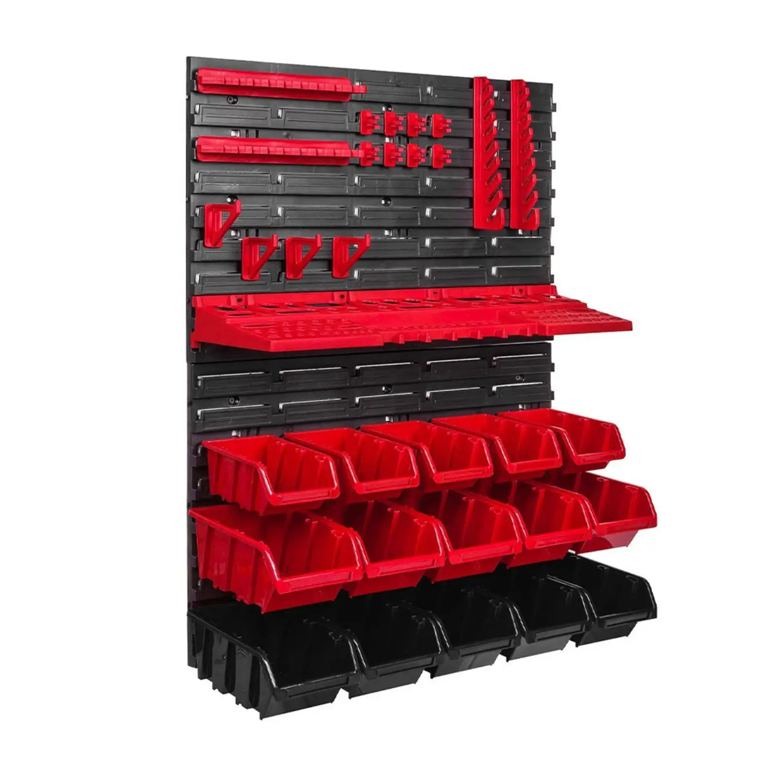 Industrial Panel Pegboard with Hooks Small Holders and Shelf for Workshop Wall Mounted Tool Rack Storage System