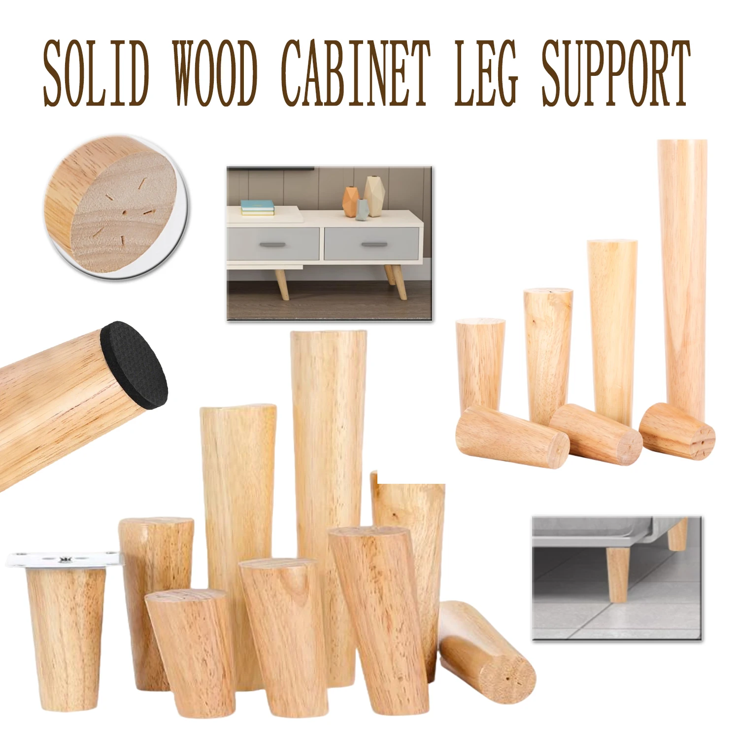 

4 Pcs Furniture Legs Wooden Solids Furniture Feets Oblique/Straight Table Feet Non-slips Chair Feet Replacement Feet Sloping