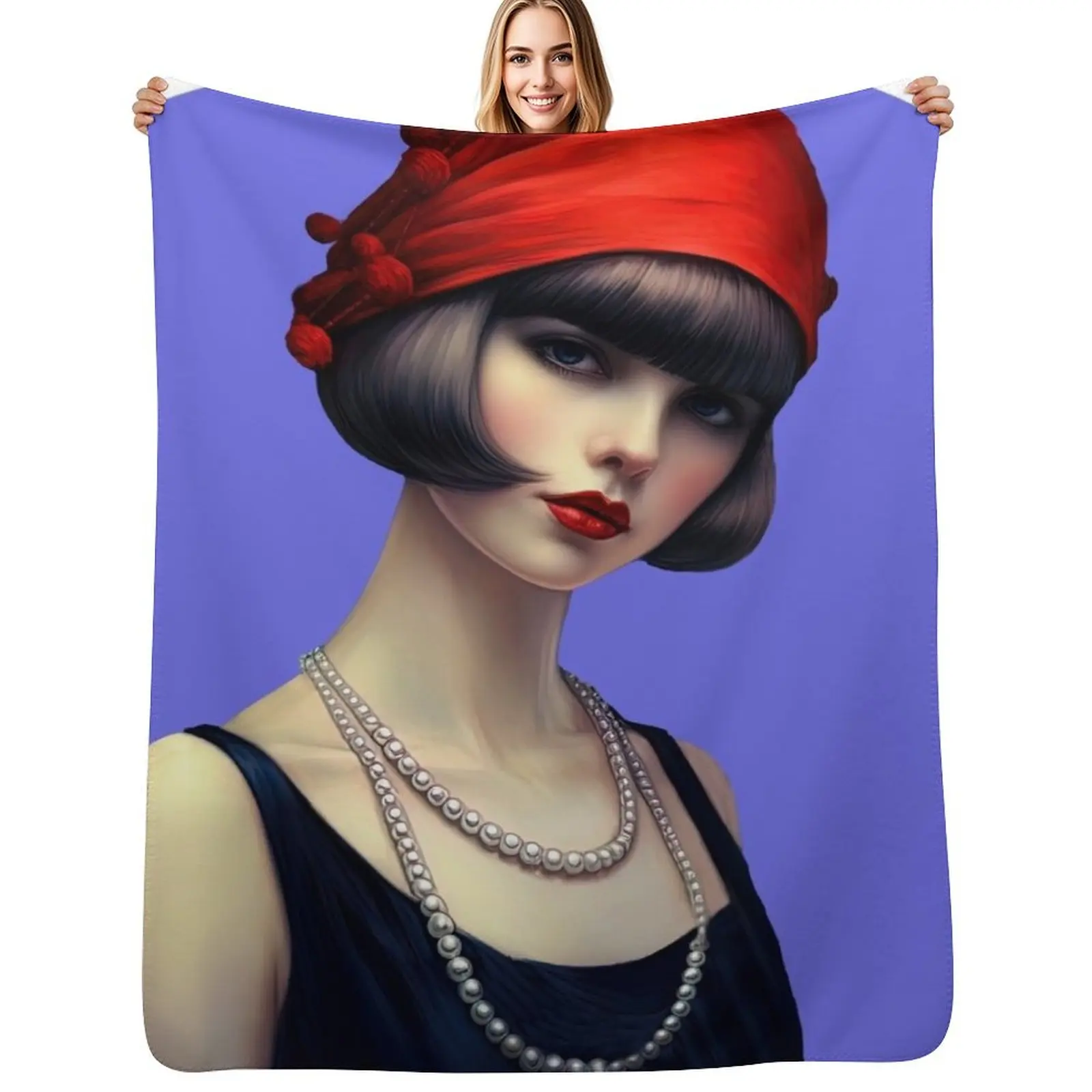Jazz Age Flapper Girl 3 Throw Blanket Thin Flannel Fabric Quilt Luxury Designer Baby christmas gifts Blankets