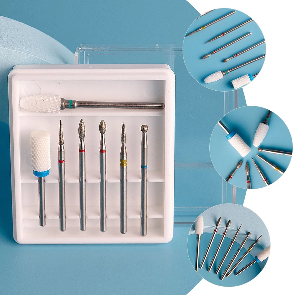 

7 шт. шлифовальные насадки из карбида вольфрама для ногтей, простые в использовании сверла для очистки кутикулы, сверла для акрилового дизайна ногтей, маникюрного салона, дома