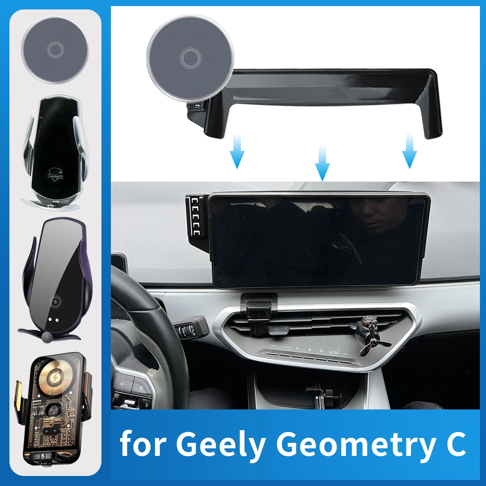 

for Geely Geometry C Car Phone Holder Screen Fixed Navigation Bracket Base Wireless Charging