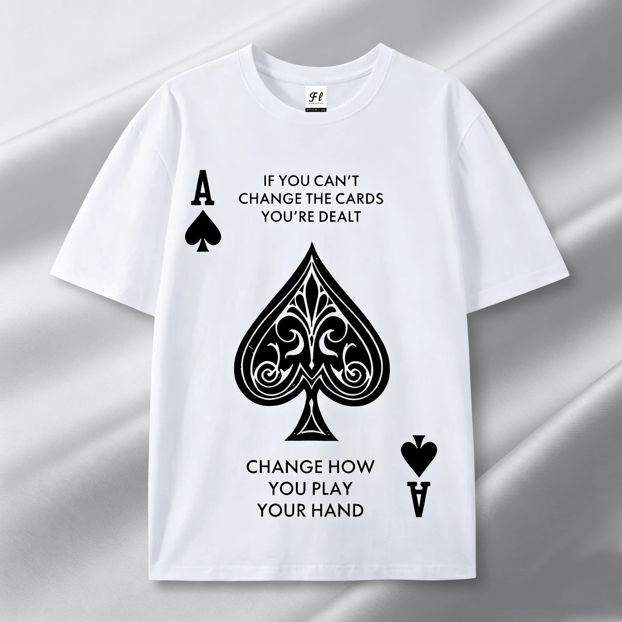 Ace Of Spades Poker  Men T‑Shirt Vintage Playing Card Graphic Casual Short Sleeve Cotton Tees Streetwear Tops