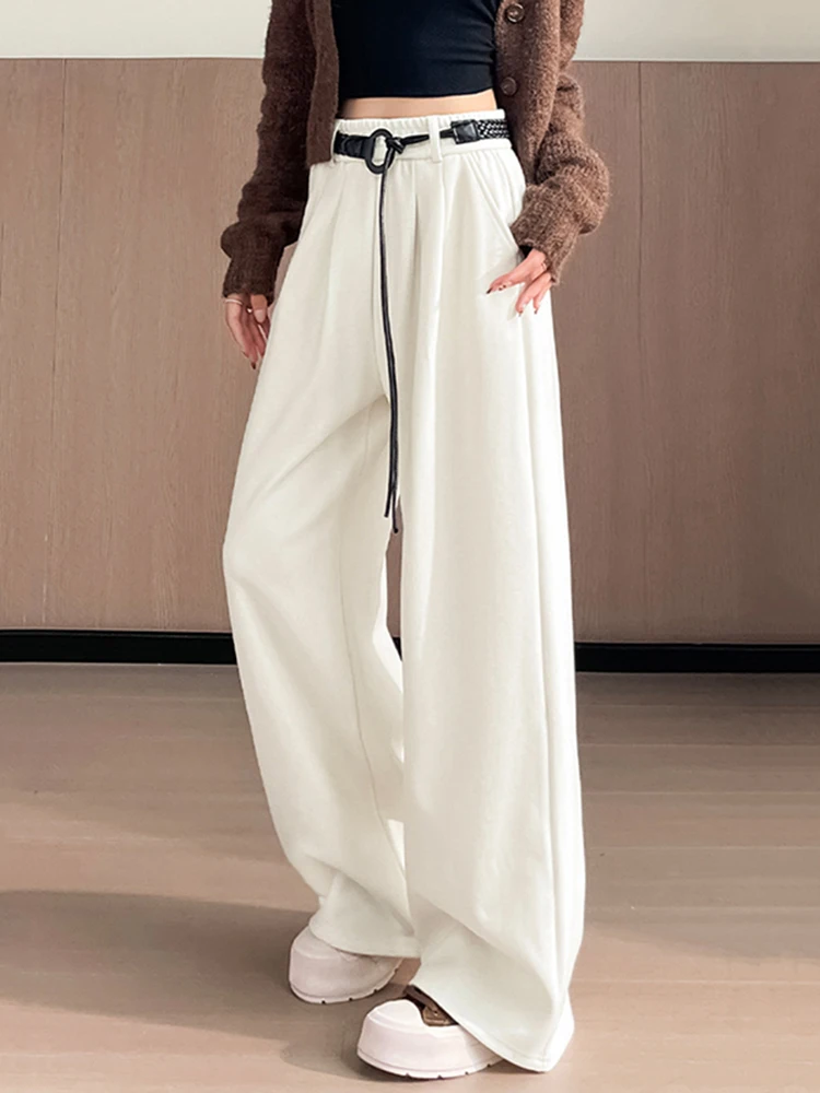 

High Waist Wide Leg Pants Women Loose Drapey Straight Casual Floor Length Trousers Autumn Winter New Sle Comfortable Pants