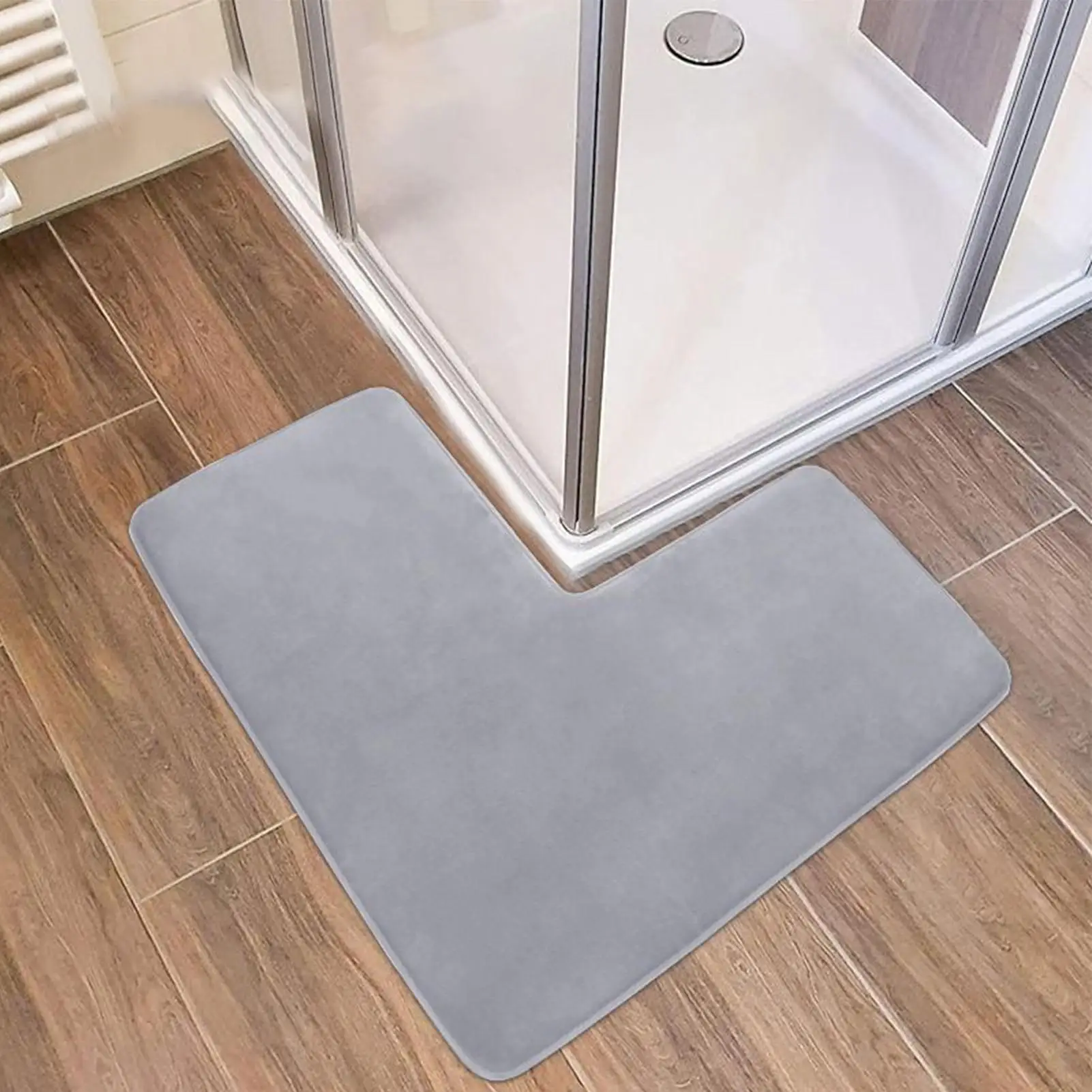 

Shower room L-shaped embossed absorbent foot mat furry bathroom floor mat thick non-slip bathroom mat entrance mat