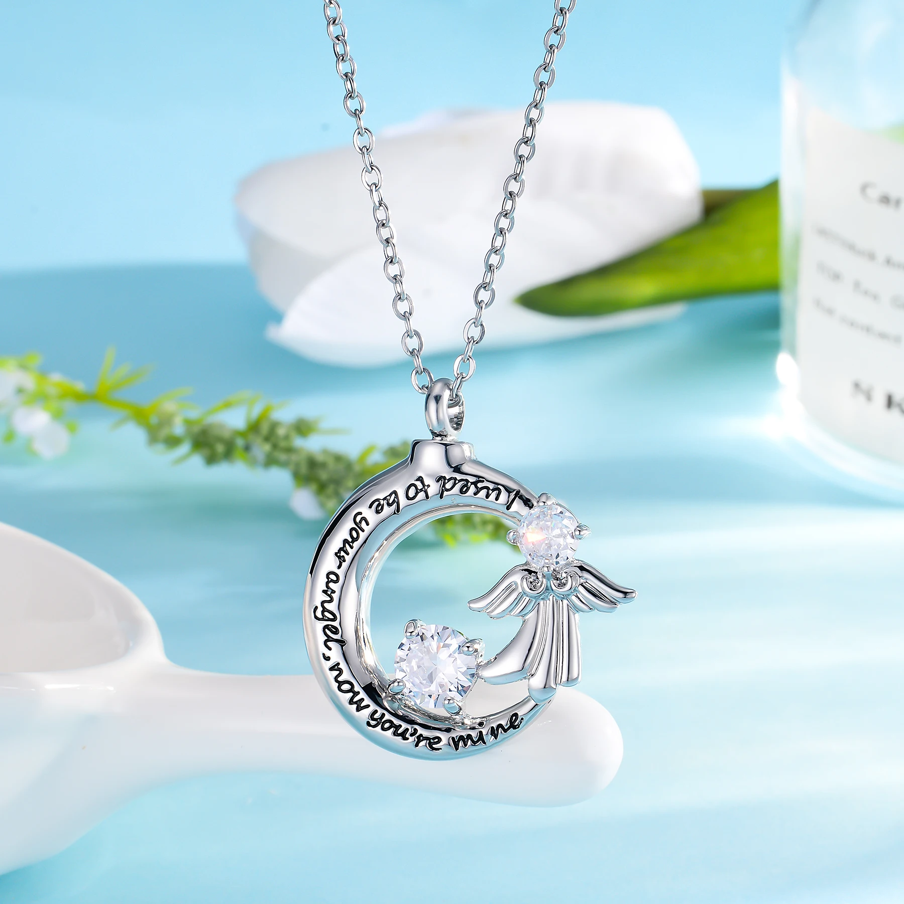 Round Angel Cremation Necklace for Ashes Urn Necklace Memorial Jewelry I Used to be Your Angel Now You're Mine
