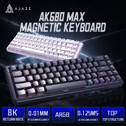 AJAZZ AK680 MAX Mechanical Keyboard Magnetic Switch HE 60% 8k/1K RGB Wired/Wireless Gaming Custom Keyboard Rapid Trigger 0.01mm