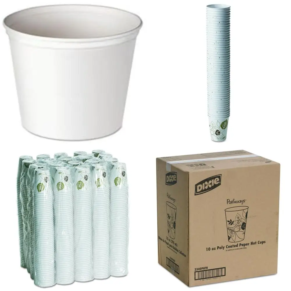 

double-layered unprinted unwaxed paper buckets, 165 oz, 100 units per case