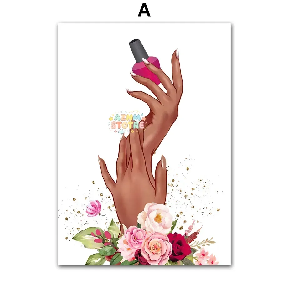 Wall Art Canvas Painting Flower Fashion Girl Lovely Hands Nail Polish Art Salon Decor Poster And Print Living Room Wall 2026