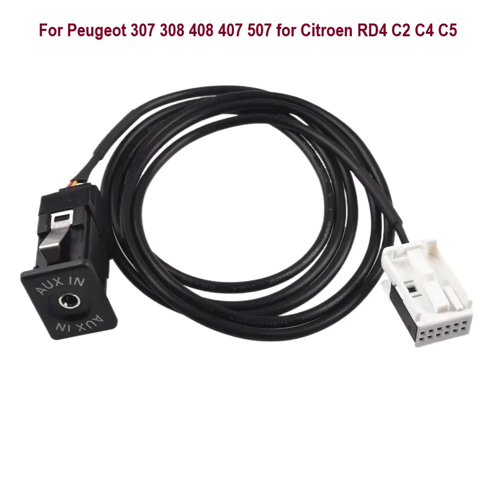 For Peugeot 307 308 408 407 507 for Citroen RD4 C2 C4 C5 Car Radio CD Audio Cable 12PIN AUX Interface+Auxiliary Cable Audio Kit