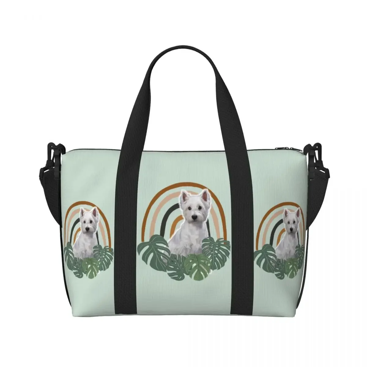 Custom Westie Grocery Shopping Tote Bags Women Large Capacity West Highland White Terrier Lover Dog Beach Gym Travel Bags