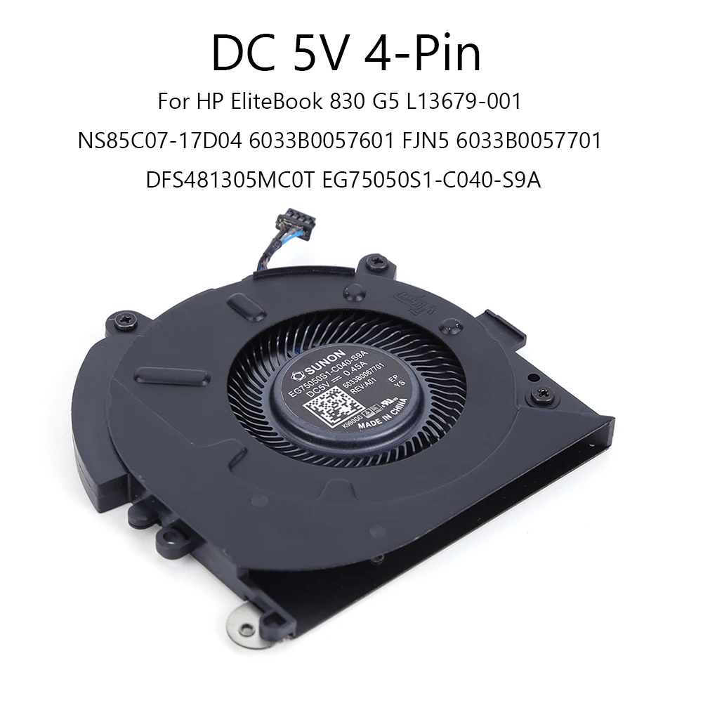 Fan For HP EliteBook 830G5 830 G5 L13679-001 NS85C07-17D04 6033B0057601 FJN5 6033B0057701 DFS481305MC0T EG75050S1-C040-S9A