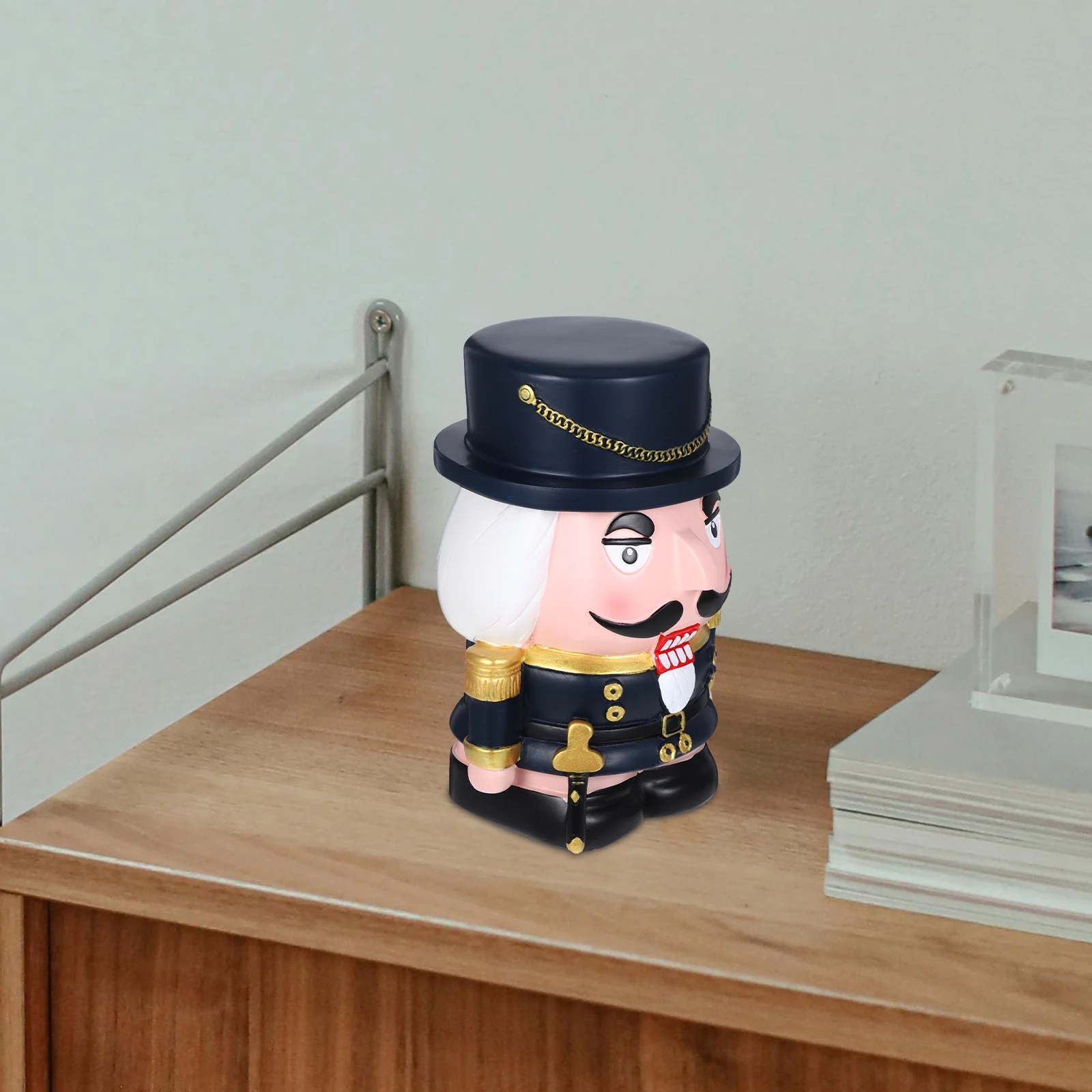 

Cute Nutcracker Money Bank Resin Made Compact Coin Holder for Children Back Loading Slot Bottom Opening Saving Box for Girls