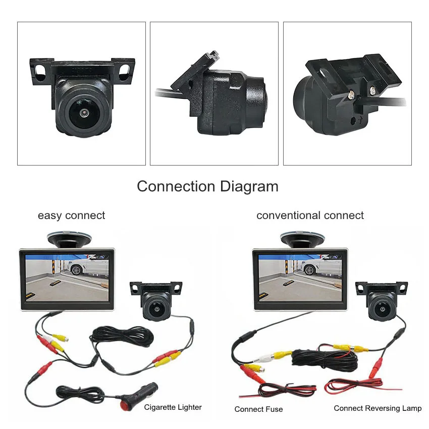 DIYKIT 5inch AHD IPS Car Monitor HD 1080P Starlight Night Vision Backup Vehicle Reverse Car Camera