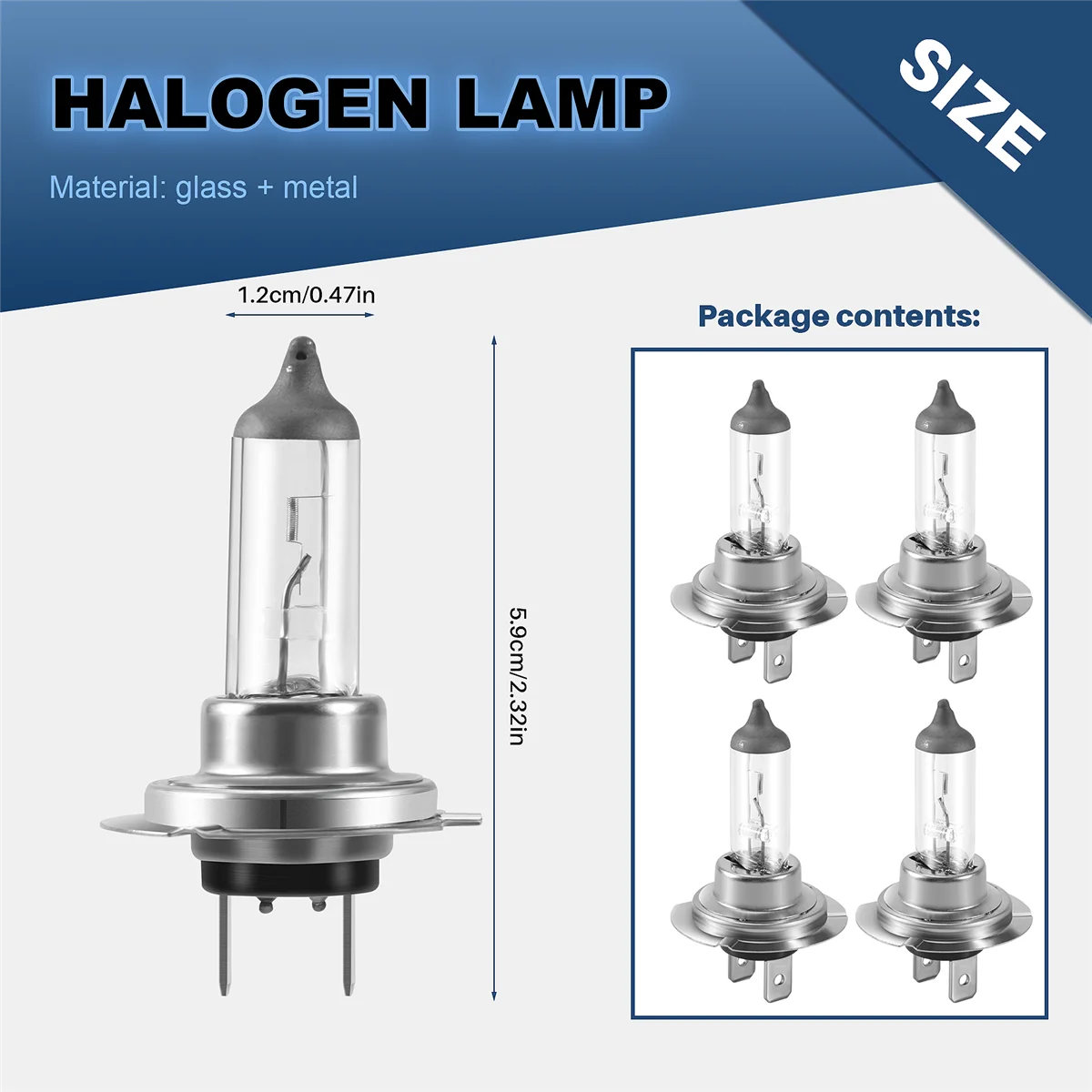 หลอดไฟหน้ารถ H7 4 x หลอดไฟฮาโลเจนมาตรฐาน12V/55W