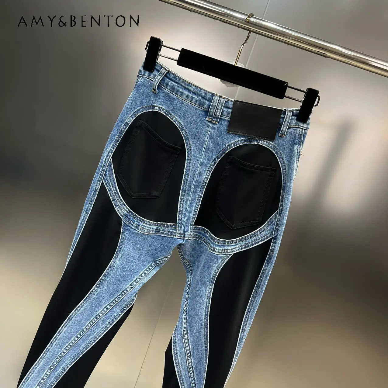 Street Fashion Denim Spliced Pencil Pants Women 2024 Spring New Hip-Hop Street High Waisted Jeans Hot Girl Sexy Slim Trousers