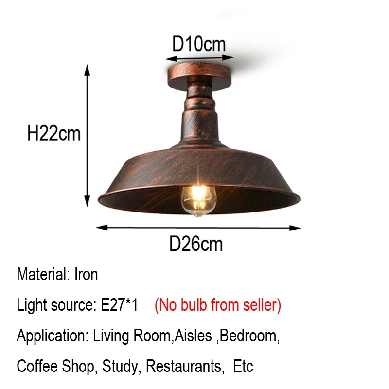 Creative Retro American Iron Ceiling Lamp Bedroom Living Room Study Bar Coffee Shop Black Copper Industrial Style Ceiling Light