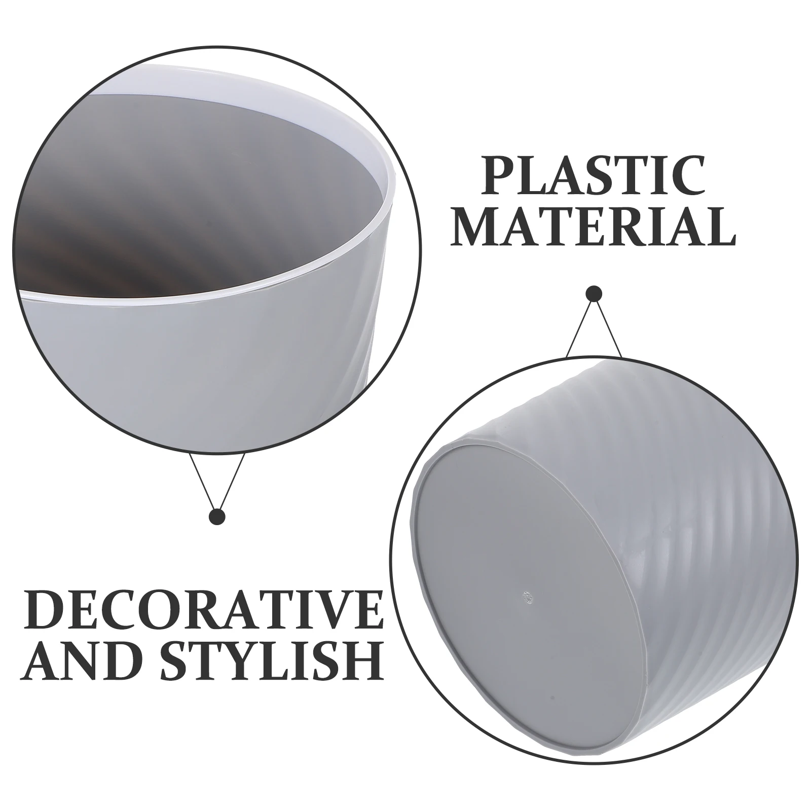 

1pcs No Lid Trash Can Modern Stripy Design Large Opening Multi-Function Garbage Bucket Household Waste Bin For Kitchen Living