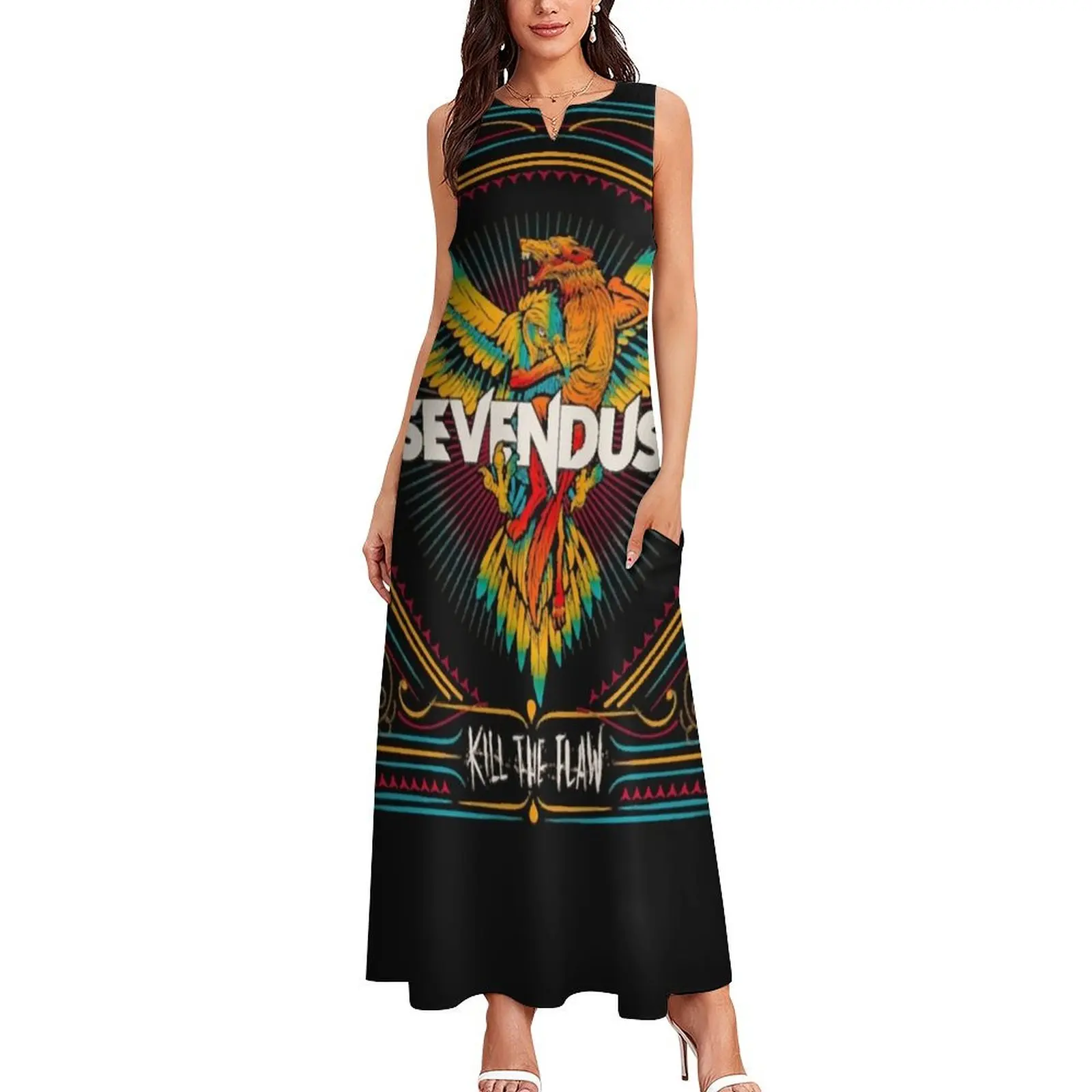 SEVENDUST Band Never waste energy Camiseta esencial Vestido largo Vestido de fiesta Vestidos largos Ropa de playa