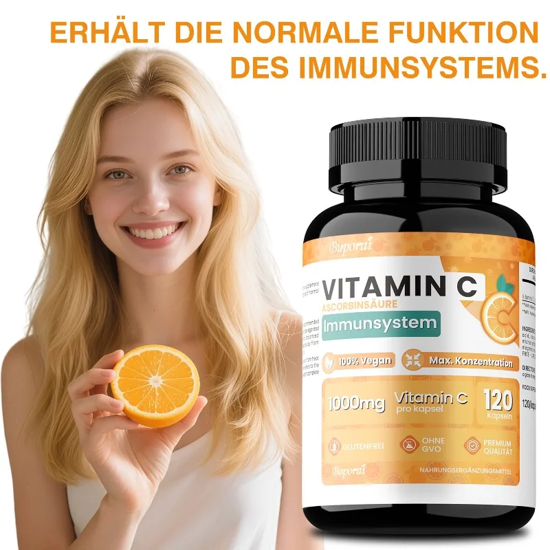 Vitamin C Capsules 1000mg - Promotes Collagen Production, Antioxidants, Promote Absorption and Digestive Comfort, Immune Health