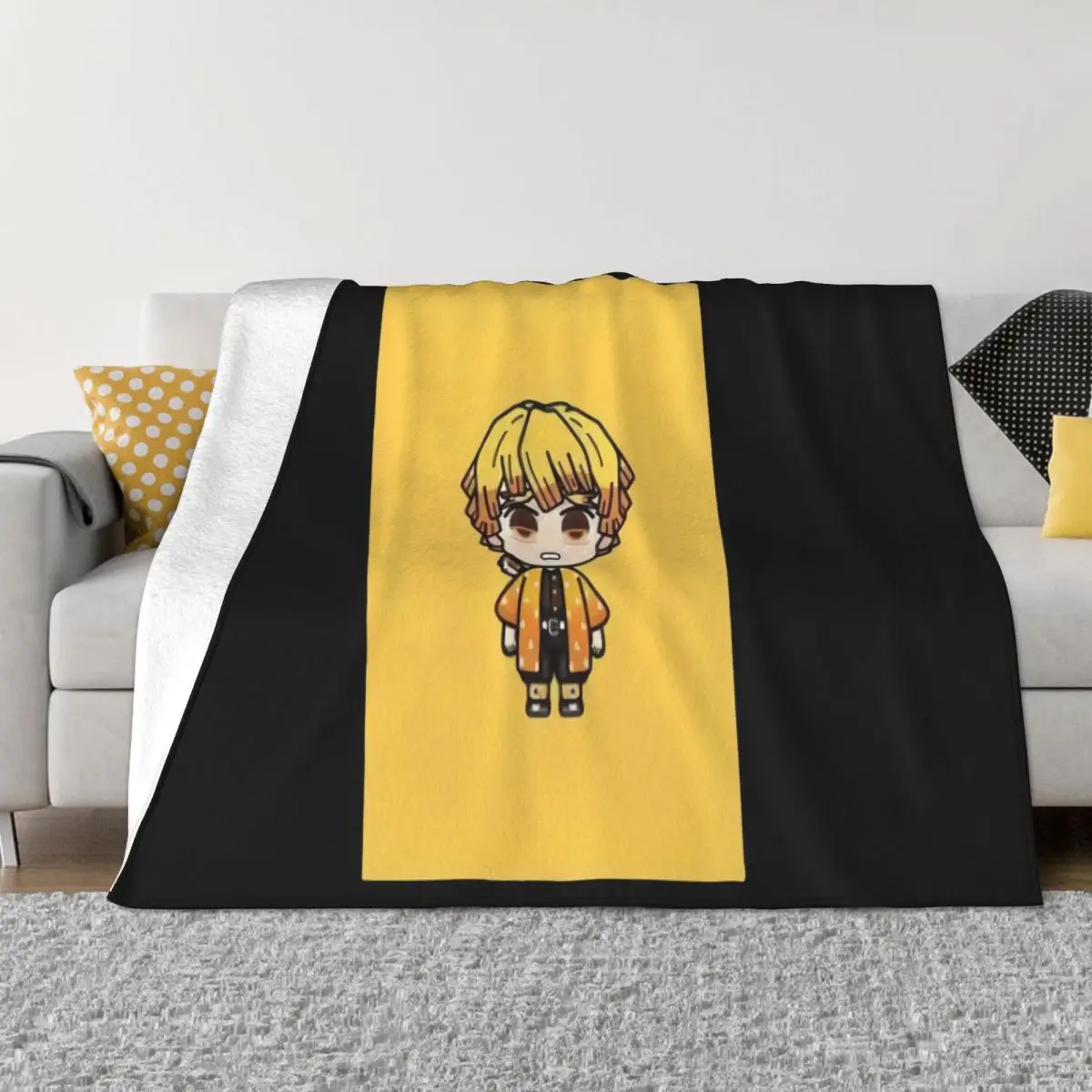 Demon Slayer Kimetsu No Yaiba Agatsuma Printed Unisex S 100 Cotton High Quality Throw Blanket