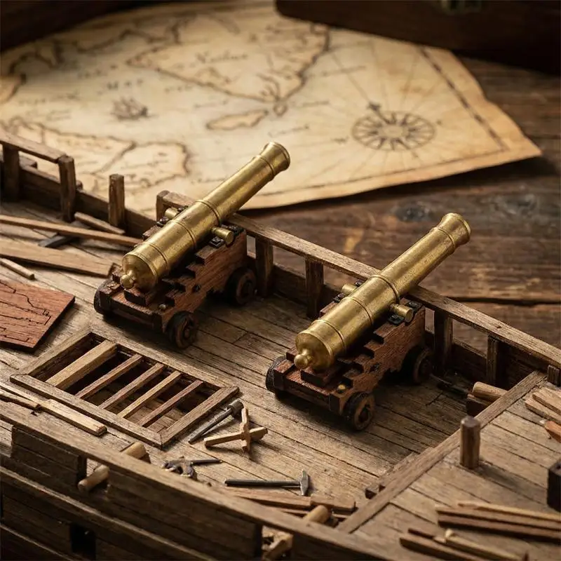 Ancient Wooden Sailboat Cannon Carriage Model Kit Nautical Ship Accessories For DIY Assembly Gift And Collection
