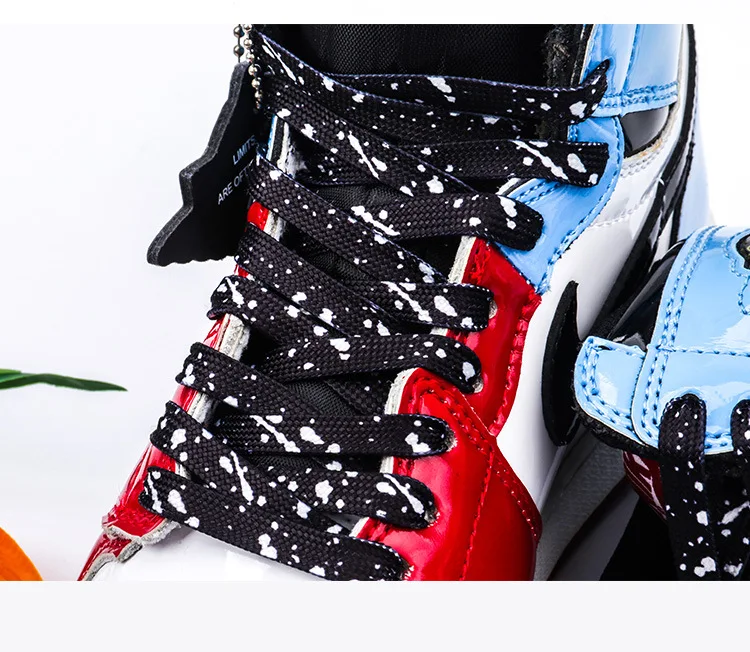 Schuhbänder für Sneaker, flach, mit Goldprägung, Tintenfleck-Druck, bunte Schuhbänder mit Tintenfleck-Motiv, handbemalte Basketball-Schuhbänder für AF1. – Detail 19