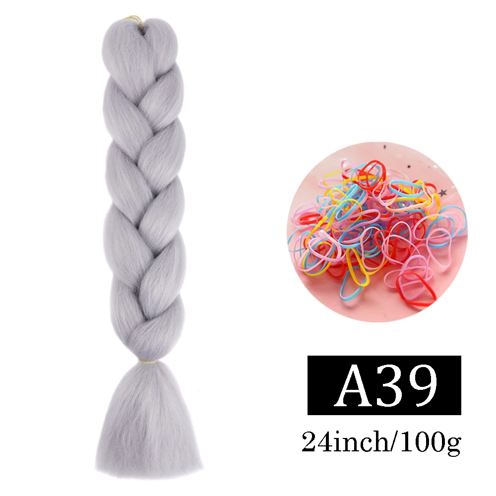 24-Zoll-Jumbo-Zöpfe, Verlängerungen, synthetisches Flechthaar, Afro-Ombre-Farbe, Kanekalon-Haar für Kinder, Zopf