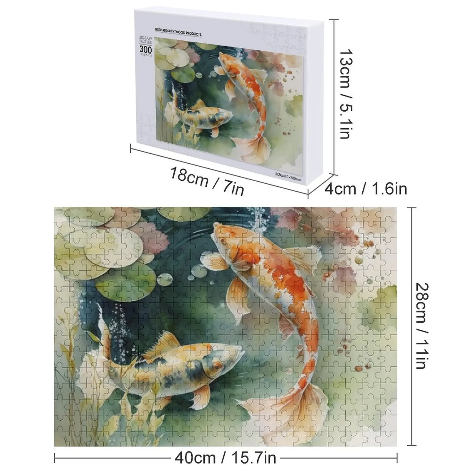 鯉の水彩画 ジグソーパズル パーソナライズされた子供向けギフト カスタマイズされた写真 木製動物ジグソーカスタムパズル