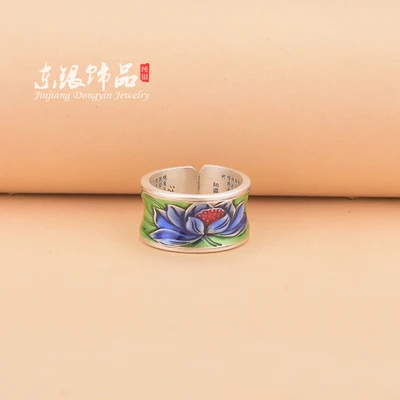 Pure silver 999 silver jewelry retro style lotus color bracelet all-match fashion atmosphere trend girls style