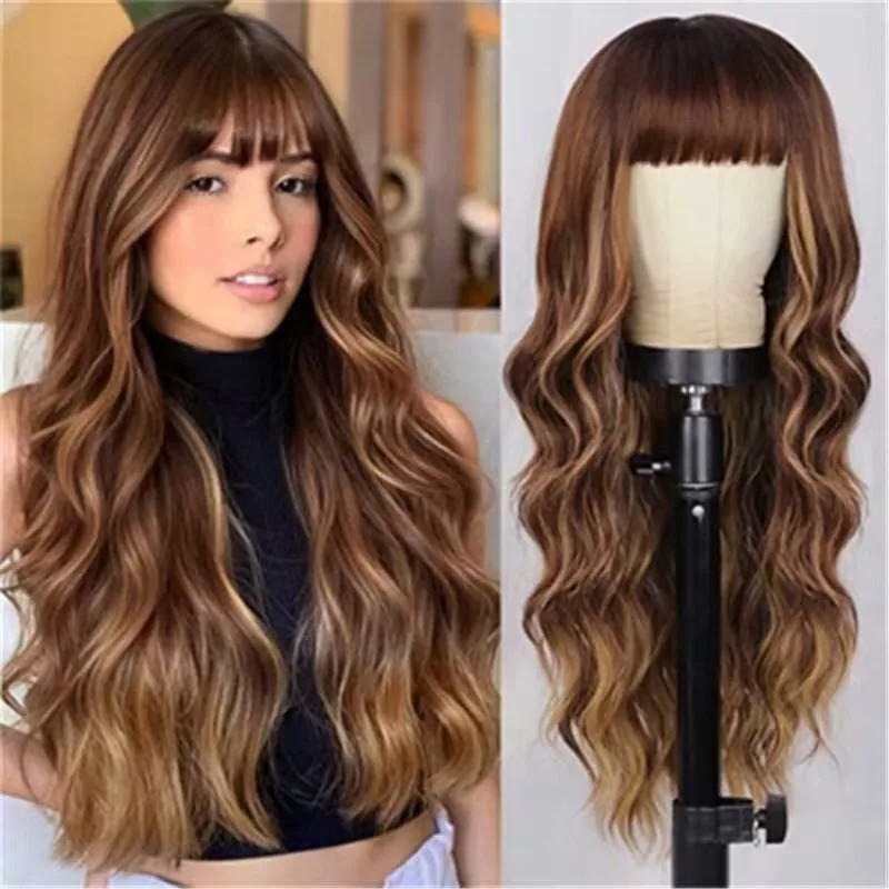 

Ball Woman Hair Accessory Wave Roll Wig Party Headwear Gradient Color Long Curly Hair Lady Daily Match Simulation Long Hair