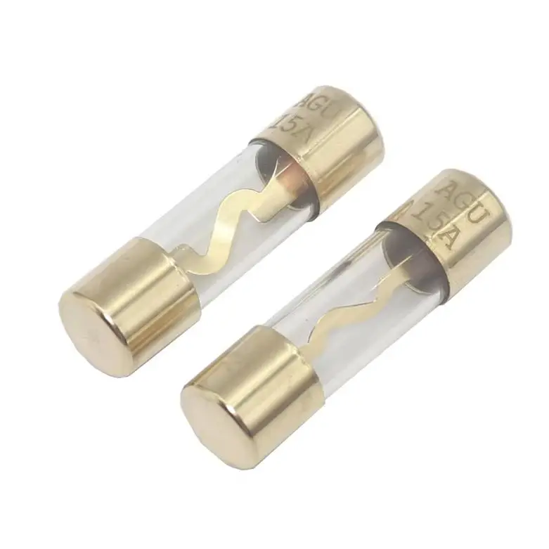 【5-1PCS】10*38MM Gold Plated Glass AGU   Pack Car Audio Amp Amplifier 10A 15A 20A 25A 30A 40A 50A-80A 100A Car Fus