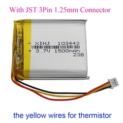3.7V 1500mAh 5.55Wh 103443 JST 3Pin 1.25mm Li-Polymer NTC Thermistor Replacement Li Lipo Rechargeable Battery For GPS Tablet PC