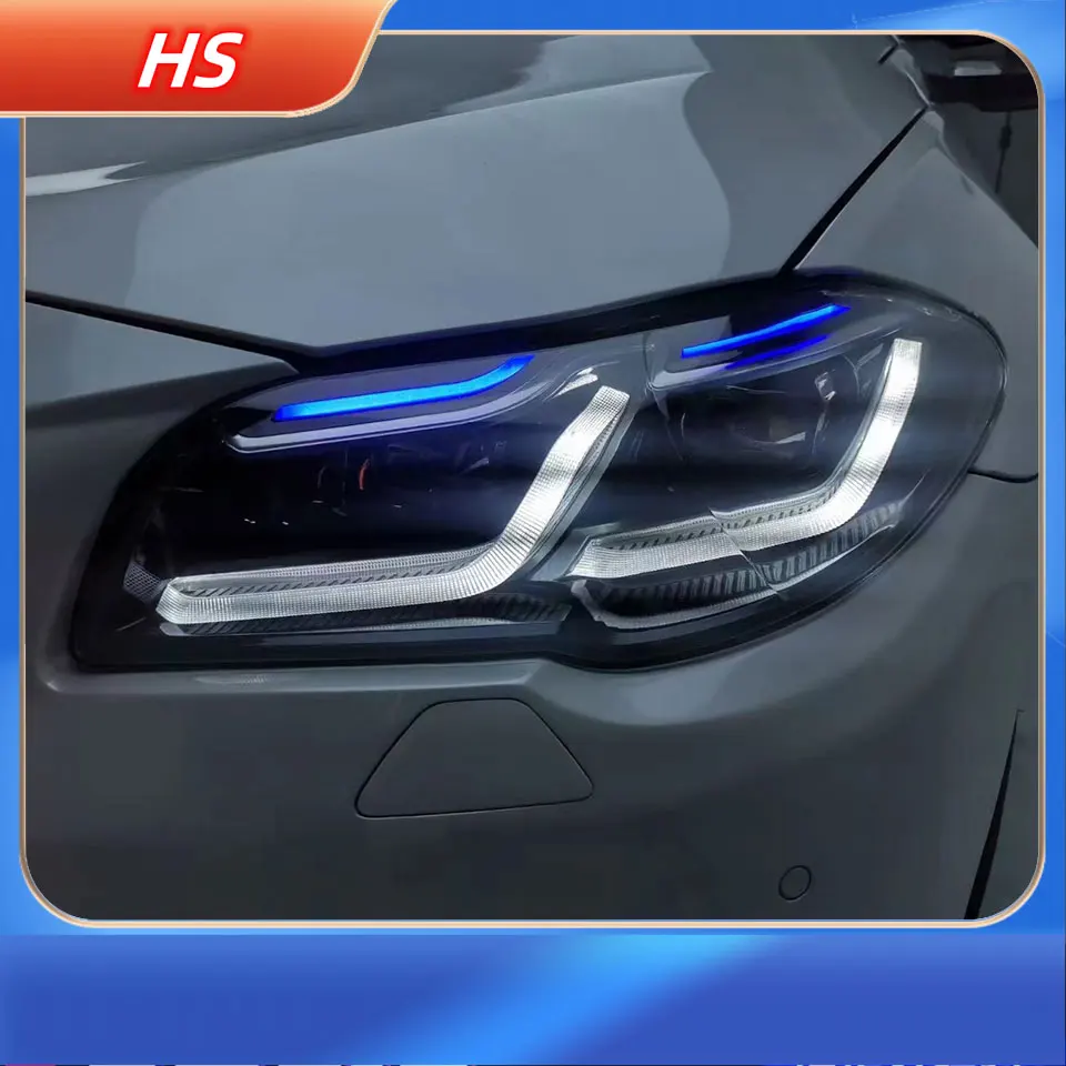 For BMW 5 Series Headlight Assembly 2010-2016 2017-2022 Models F10 Modified G30 New LED Headlights Thunder Blue Eyebrow