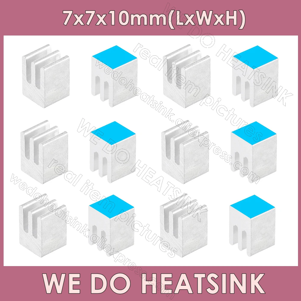 WE DO HEATSINK 100pcs 7-22mm Square Heatsink Aluminum Heat Sink Cooler With / Without Thermal Conductive Tape